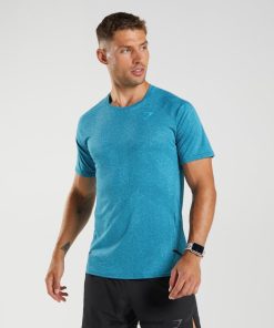 Gymshark Sale Ireland J6J4BH682 Gymshark Men Apex T-Shirt Atlantic Blue/Shark Blue