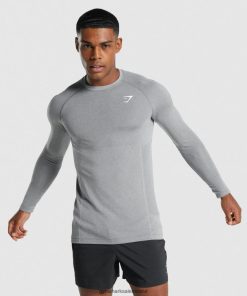 Gymshark Sale Ireland J6J4BH712 Gymshark Men Vital Light Seamless Long Sleeve T-Shirt Charcoal Marl