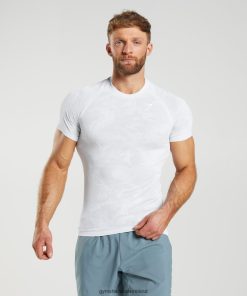 Gymshark Sale Ireland J6J4BH742 Gymshark Men Geo Seamless T-Shirt White/Light Grey