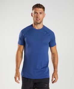 Gymshark Sale Ireland J6J4BH757 Gymshark Men Apex Seamless T-Shirt Stellar Blue/Lakeside Blue