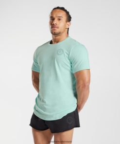 Gymshark Sale Ireland J6J4BH766 Gymshark Men Legacy T-Shirt Aqua Green