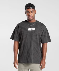 Gymshark Sale Ireland J6J4BH772 Gymshark Men Rest Day T-Shirt Silhouette Grey/Black/Spiral Optic Wash