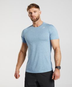 Gymshark Sale Ireland J6J4BH781 Gymshark Men Arrival Marl T-Shirt Ozone Blue/Skyline Blue Marl