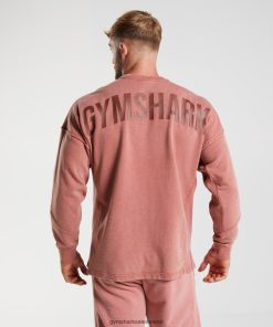 Gymshark Sale Ireland J6J4BH790 Gymshark Men Power Washed Crew Rose Brown
