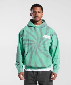 Gymshark Sale Ireland J6J4BH799 Gymshark Men Rest Day Hoodie Oxidized Green/Silhouette Grey/Spiral Optic Wash