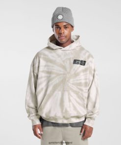 Gymshark Sale Ireland J6J4BH802 Gymshark Men Rest Day Hoodie White/Mushroom Brown/Spiral Optic Wash