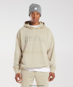 Gymshark Sale Ireland J6J4BH805 Gymshark Men Collegiate Hoodie Pebble Grey/Acid Wash