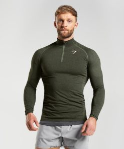Gymshark Sale Ireland J6J4BH811 Gymshark Men Vital 1/4 Zip Core Olive/Black