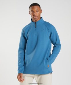 Gymshark Sale Ireland J6J4BH832 Gymshark Men Rest Day 1/4 Zip Lakeside Blue