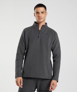 Gymshark Sale Ireland J6J4BH862 Gymshark Men Rest Day 1/4 Zip Onyx Grey