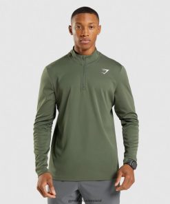 Gymshark Sale Ireland J6J4BH871 Gymshark Men Arrival 1/4 Zip Pullover Core Olive