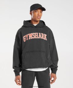 Gymshark Sale Ireland J6J4BH877 Gymshark Men Collegiate Hoodie Black/Acid Wash