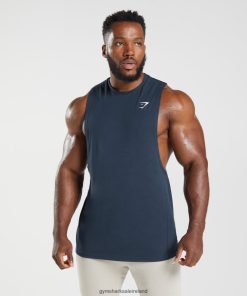 Gymshark Sale Ireland J6J4BH889 Gymshark Men React Drop Arm Tank Navy