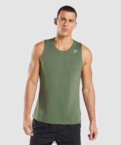 Gymshark Sale Ireland J6J4BH892 Gymshark Men Arrival Tank Core Olive