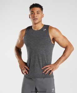 Gymshark Sale Ireland J6J4BH895 Gymshark Men Arrival Slim Marl Tank Black/Silhouette Grey Marl