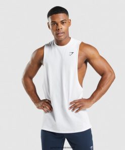 Gymshark Sale Ireland J6J4BH901 Gymshark Men Critical 2.0 Drop Arm Tank White