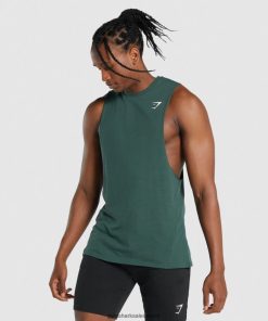 Gymshark Sale Ireland J6J4BH931 Gymshark Men Critical 2.0 Drop Arm Tank Dark Green