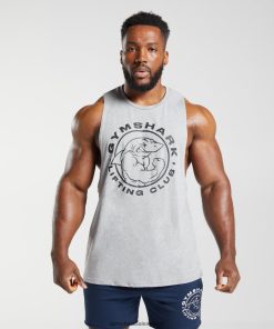 Gymshark Sale Ireland J6J4BH952 Gymshark Men Legacy Drop Arm Tank Light Grey Core Marl