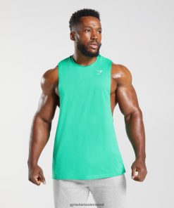 Gymshark Sale Ireland J6J4BH955 Gymshark Men React Drop Arm Tank Tropic Green