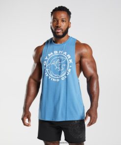 Gymshark Sale Ireland J6J4BH958 Gymshark Men Legacy Drop Arm Tank Coastal Blue