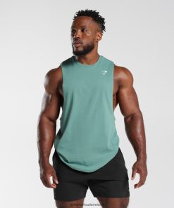 Gymshark Sale Ireland J6J4BH973 Gymshark Men React Drop Arm Tank Ink Teal