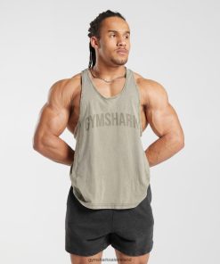 Gymshark Sale Ireland J6J4BH976 Gymshark Men Power Washed Stringer Ecru Brown