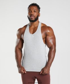 Gymshark Sale Ireland J6J4BH985 Gymshark Men React Stringer Light Grey Core Marl