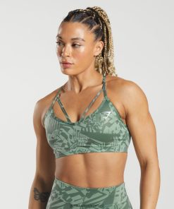 Gymshark Sale J6J4BH148 Gymshark Women GS Power Sports Bra Sage Green Print