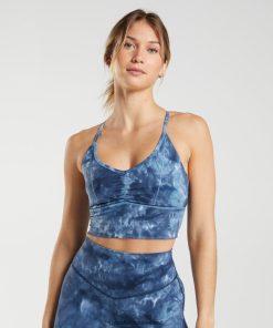Gymshark Sale J6J4BH172 Gymshark Women Elevate Longline Sports Bra Lakeside Blue Spray Dye