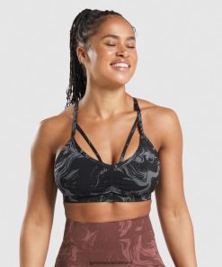 Gymshark Sale J6J4BH199 Gymshark Women GS Power Sports Bra Black Print