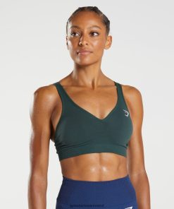 Gymshark Sale J6J4BH205 Gymshark Women Vital Seamless 2.0 V Neck Sports Bra Woodland Green Marl