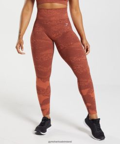 Gymshark Sale J6J4BH305 Gymshark Women Adapt Camo Seamless Leggings Storm Red/Cherry Brown