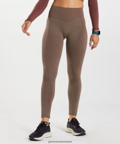 Gymshark Sale J6J4BH314 Gymshark Women Apex Seamless Leggings Truffle Brown/Cherry Brown