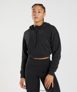 Gymshark Sale J6J4BH354 Gymshark Women GS Power Cropped Zip Hoodie Black