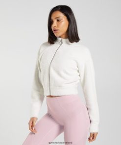 Gymshark Sale J6J4BH409 Gymshark Women Whitney Eyelash Knit Jacket Skylight White