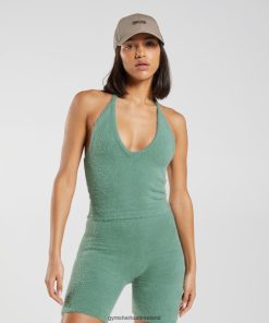 Gymshark Sale J6J4BH443 Gymshark Women Whitney Eyelash Knit Midi Halter Top Leaf Green