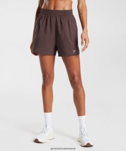Gymshark Sale J6J4BH44 Gymshark Women Woven Pocket Shorts Chocolate Brown