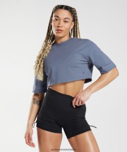Gymshark Sale J6J4BH455 Gymshark Women Cotton Boxy Crop Top Evening Blue
