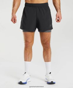 Gymshark Sale J6J4BH516 Gymshark Men Sport 5 2 In 1 Shorts Black/Silhouette Grey