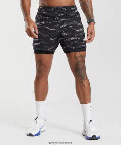 Gymshark Sale J6J4BH522 Gymshark Men Sport 5 2 In 1 Shorts Onyx Grey/Black