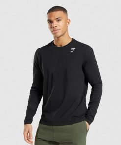 Gymshark Sale J6J4BH579 Gymshark Men Crest Long Sleeve T-Shirt Black