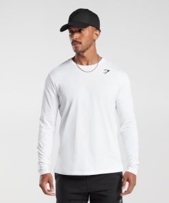 Gymshark Sale J6J4BH585 Gymshark Men Crest Long Sleeve T-Shirt White
