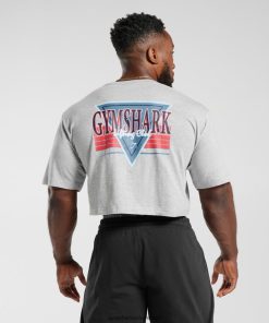 Gymshark Sale J6J4BH588 Gymshark Men Retrowave Crop T-Shirt Light Grey Core Marl