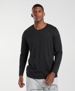 Gymshark Sale J6J4BH600 Gymshark Men Legacy Long Sleeve T-Shirt Black