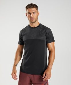 Gymshark Sale J6J4BH633 Gymshark Men Apex Seamless T-Shirt Black/Silhouette Grey