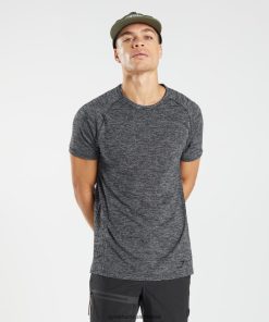 Gymshark Sale J6J4BH636 Gymshark Men Retake Seamless T-Shirt Black/White Marl