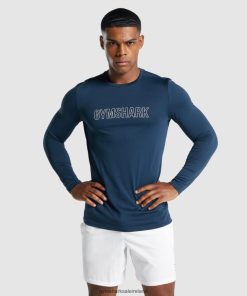 Gymshark Sale J6J4BH669 Gymshark Men Arrival Long Sleeve Graphic T-Shirt Navy