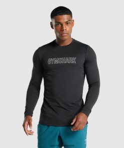Gymshark Sale J6J4BH717 Gymshark Men Arrival Long Sleeve Graphic T-Shirt Black