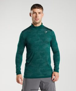 Gymshark Sale J6J4BH807 Gymshark Men Sport Seamless 1/4 Zip Woodland Green/Hoya Green