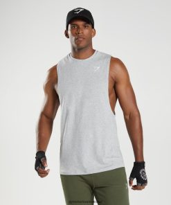 Gymshark Sale J6J4BH888 Gymshark Men React Drop Arm Tank Light Grey Core Marl